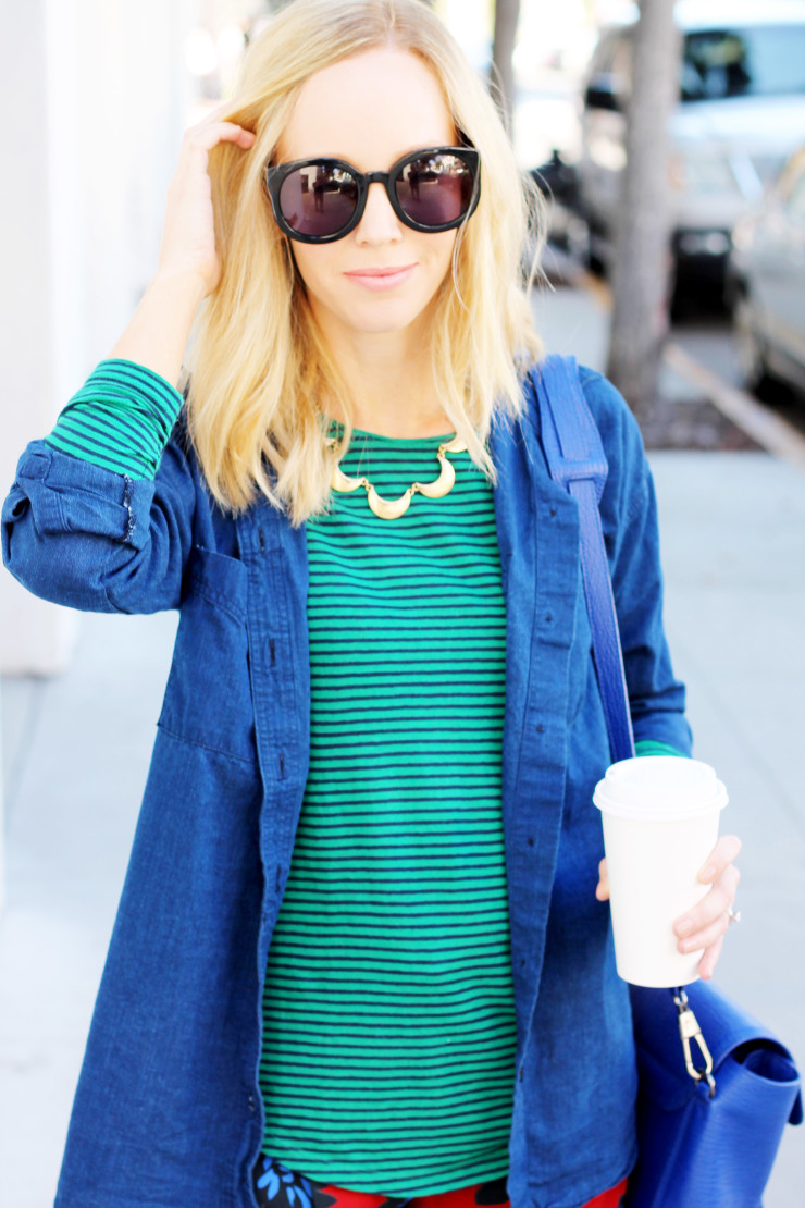 green stripe shirt