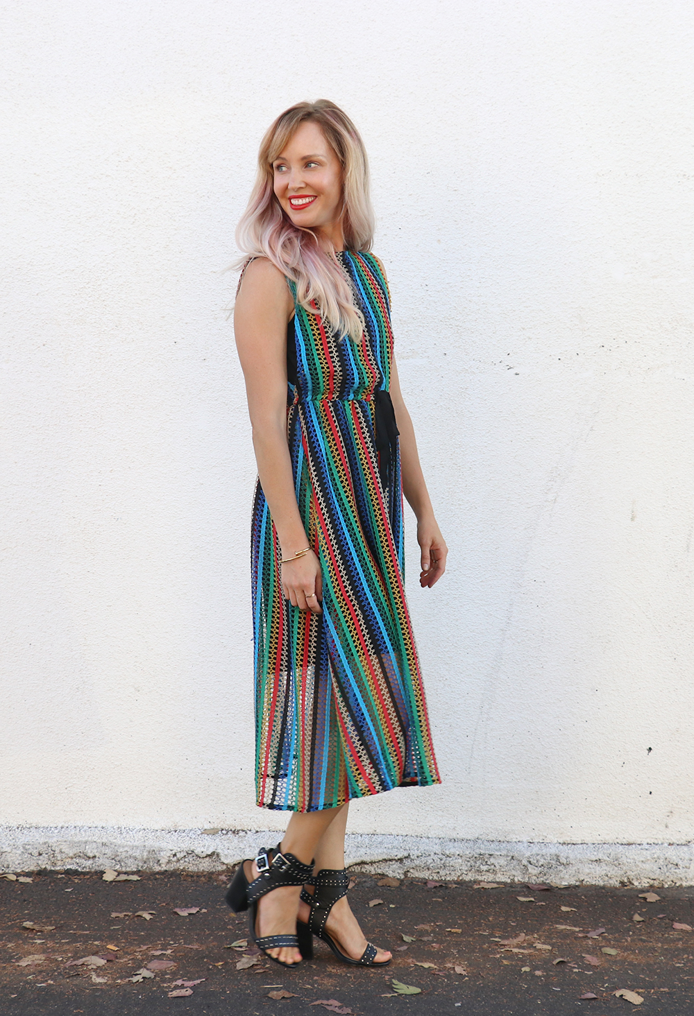 Rainbow Crochet Midi Dress