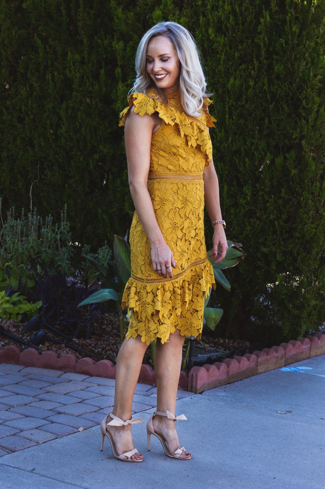 yellow midi dress